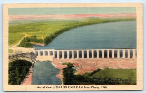 DISNEY, OK Oklahoma~ Aerial View of GRAND RIVER DAM c1940s Mayes County Postcard