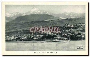 Old Postcard Evian Vue Generale Boat