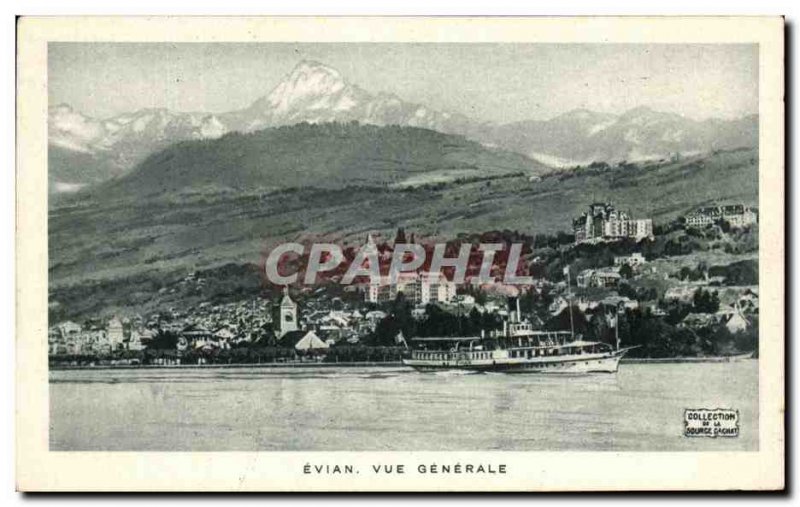 Old Postcard Evian Vue Generale Boat