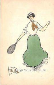 Woman in Sports Artist Signed Postcard Tennis Unused
