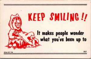 Keep Smiling Comic Humor Funny Paula Company Unused Postcard D40