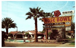 Rose Bowl Motor Motel on US Hwy 60-70-80-89 Phoenix Pool Palm Trees Postcard