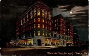Postcard Monticello Hotel at night in Norfolk, Virginia~881