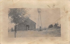 J1/ El Reno Oklahoma RPPC Postcard c1910 Farm Barn Windmill Tower 108