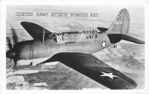 Citrus Army Attack Bomber A-25 Military Aircraft 1940s RPPC Postcard 20-2144
