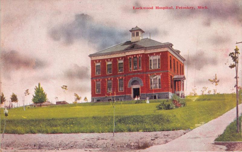 PETOSKEY MICHIGAN LOCKWOOD HOSPITAL~WILL P CANAAN PUBL POSTCARD 1910s