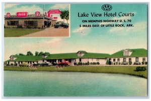 Little Rock Arkansas AR Postcard Lake View Hotel Courts Multiview c1940 Vintage