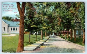 ROCKLAND, Maine ME ~ BEACH STREET Scene West from Union Street 1910 Postcard