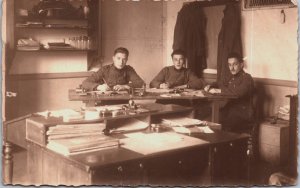 World War 1 Soldiers Writing Letters Military Vintage RPPC C076