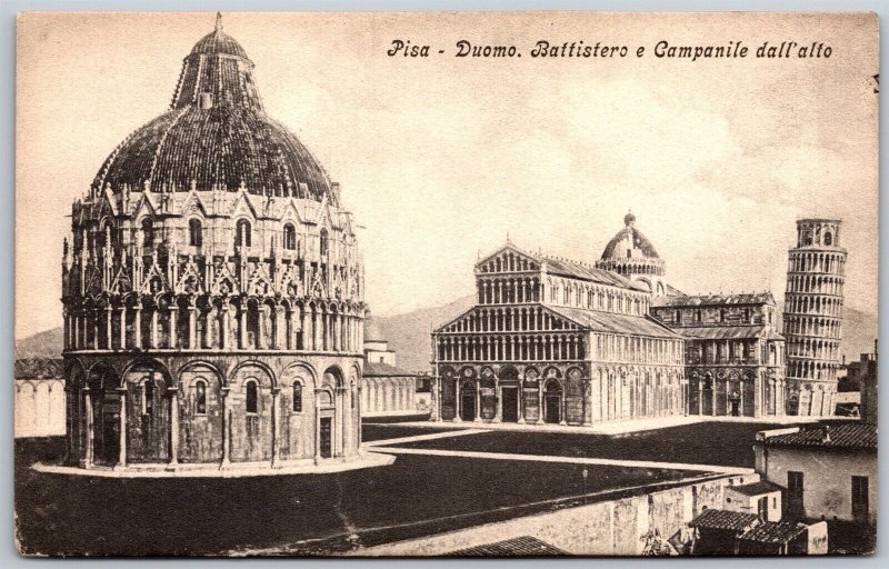 Vtg Italy Pisa Duomo Battistero e Campanile Dall'Alto 1910s View Postcard