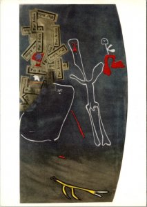 Paper Cuts Collage Man with Airmail Bag Miro Postcard