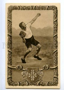 189477 GUT HEIL Athlete thrower SPORT Vintage Ligges postcard