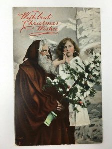 Raphael Tuck Father Christmas Postcard Angel Santa Claus Tree Oilette