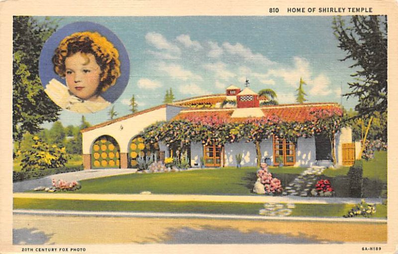 Home of Shirley Temple View Postcard Backing 