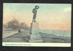 STORM LAKE IOWA PIONEER MONUMENT 1909 IA. VINTAGE POSTCARD