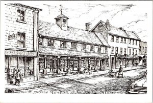 Tiverton, Devon England  BAMPTON STREET SCENE Art By DG Weatherley  4X6 Postcard