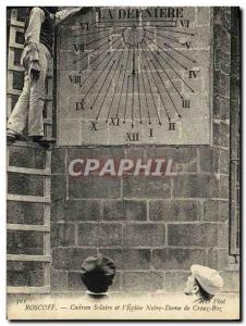 Old Postcard Roscoff Sundial and Church of Our Lady of Croaz Br