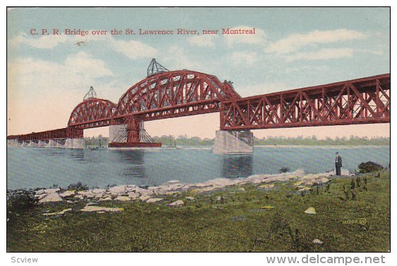 C. P. R. Bridge Over The St. Lawrence River, Near MONTREAL, Quebec, Canada, 1...