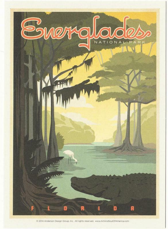 Postcard of Everglades National Park Florida Keys Travel Poster Style Postcard