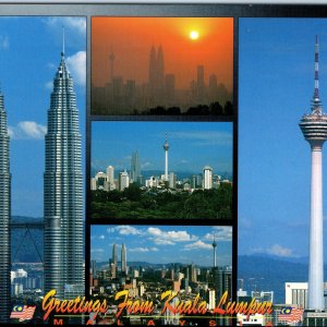 c1990s Kuala Lumpur Malaysia Petronas Twin Towers KL Tower Greeting Multi PC M28