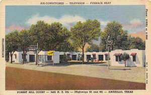 Forest Hill Court Motel Amarillo US Route 66 Texas linen postcard