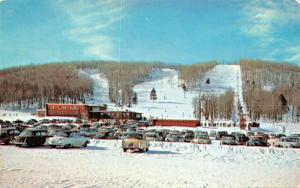 BOYNE FALLS MICHIGAN-MOUNTAIN SKI LODGE-ONLY DOUBLE CHAIR LIFT-1950s POSTCARD