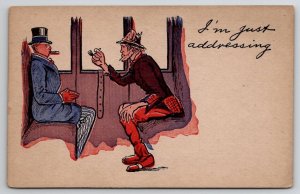 Two Men Aristocrat and Bum Cigar and Pipe Greeting Postcard G29