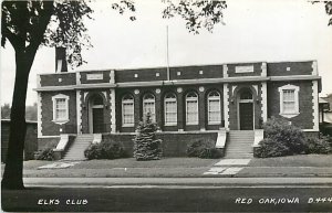 IA, Red Oak, Iowa, RPPC, Elks Club, Exterior, Cook No B444