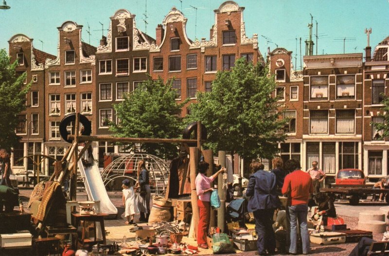 Postcard Amsterdam/Holland Noordermarkt North Holland