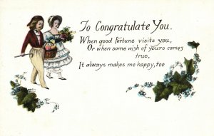 Vintage Postcard To Congratulate You Couples Flowers Congratulations Card