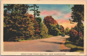 USA Greetings From Exeter New Hampshire Linen Postcard 09.31