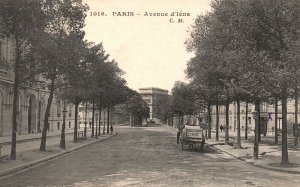 Vintage Postcard 1910's Street Road Straight Highway Avenue d'Iéna Paris France