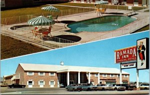 Vtg Deming New Mexico NM Ramada Inn Hotel 1960s Chrome View Postcard