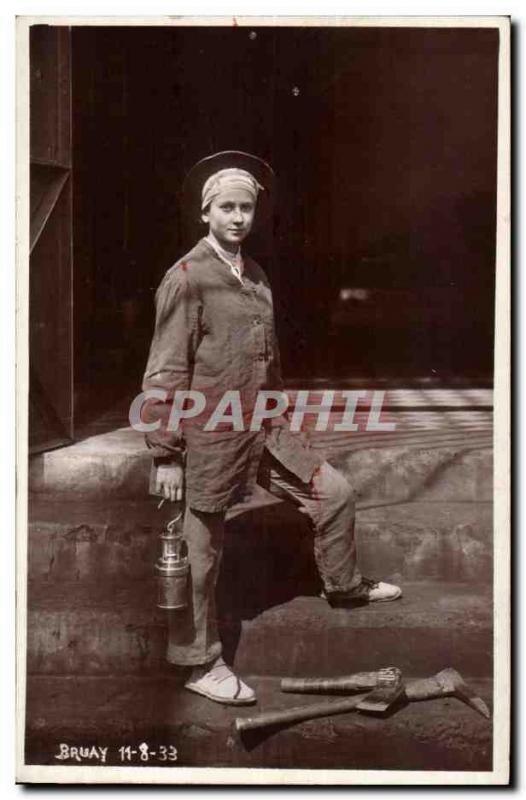 Postcard Old Photo Card Miner woman