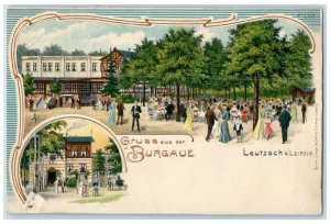 c1905 Greetings from The Burgaue Leutzsch Leipzig Germany Embossed Postcard