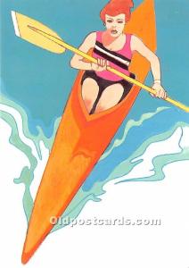 Original Artwork by Robert Peak, 1984 Summer Olympics Women's Kayaking Stamp ...