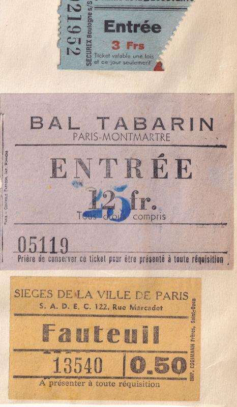 Bal Tabarin Paris French Risque Cabaret 1950s 3x Ticket