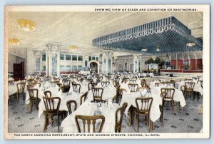 Chicago IL Postcard North American Restaurant Ice Stating Rink c1930's Advert