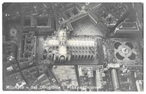 Milano dal Dirigibile Piazza Duomo Milan from Airship Real Photo Postcard, Italy