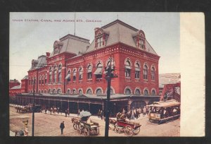 CHICAGO ILLINOIS UNION RAILROAD DEPOT TRAIN STATION VINTAGE POSTCARD