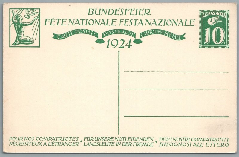 SWITZERLAND 1924 NATIOINAL FEST ANTIQUE POSTCARD ARTIST SIGNED - HERZOG