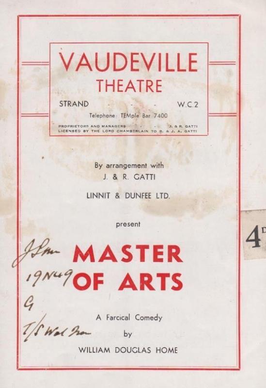 Master Of Arts Vaudeville Theatre Comedy London Theatre Programme