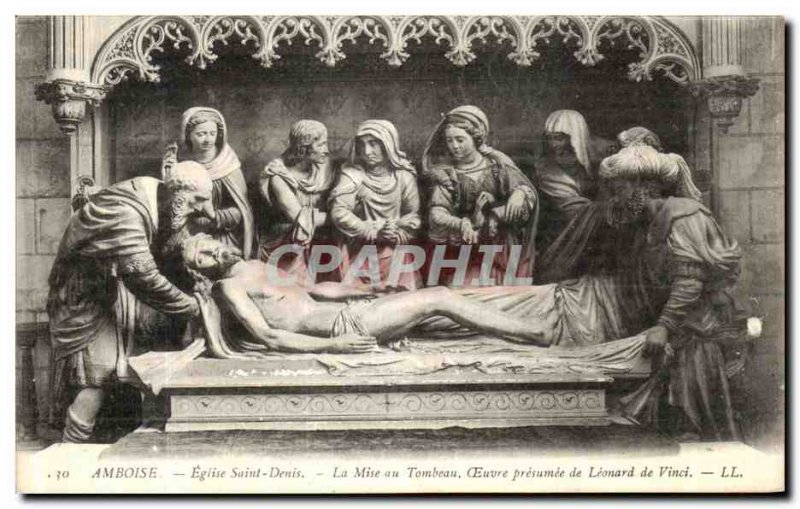 Old Postcard Amboise Church of St. Denis The Entombment presumed Work of Leon...