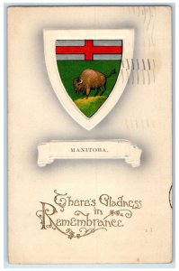 1910 There's Gladness in Remembrance Manitoba Canada Bull Cross Logo Postcard