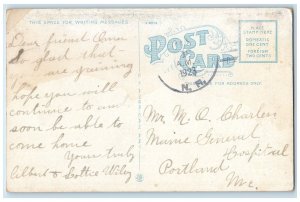 1923 Looking Up Cocheco River Lake Creek House Boats Grove Rochester NH Postcard 