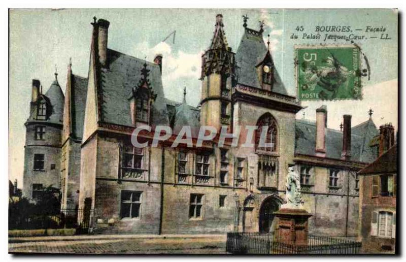 Old Postcard Bourges Facade of the Palace Jacques Coeur