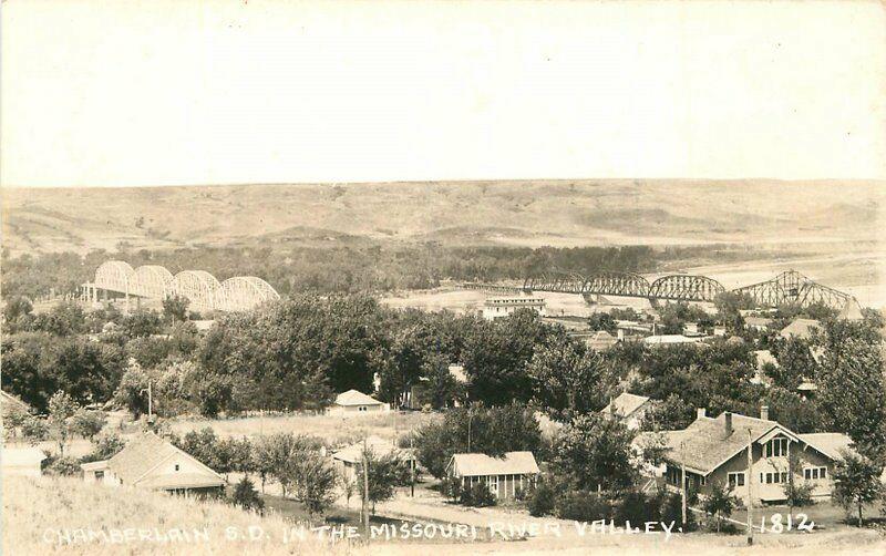 Chamberlin South Dakota 1930s RPPC Photo Postcard Missouri River Valley 465