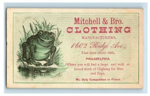 1870's Mitchell & Bro. Clothing Happy Cute Frog Pond Cattails P165