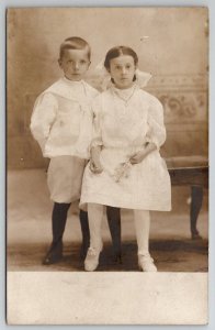 RPPC Lovely Children Fancy Clothes Studio Photo Postcard B28