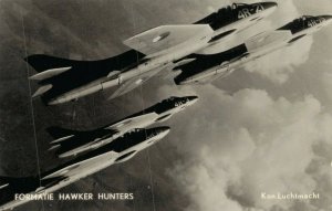 Aviation Formation Hawker Hunter Fighter Jet Aircraft Vintage RPPC 07.88 